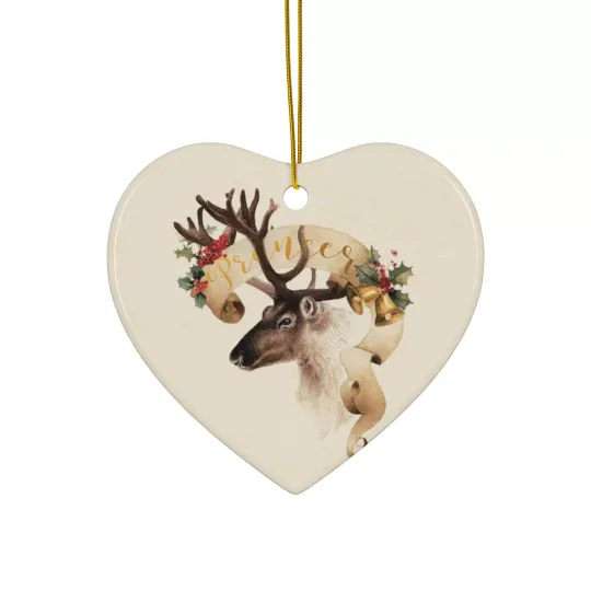 Ceramic Christmas Ornament Gift, 3 Shapes, Santa's Reindeer Prancer
