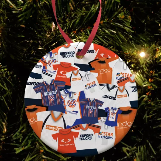 Discover Luton Retro Kit Mash Christmas Tree Bauble Decoration Ceramic Hatters Fans