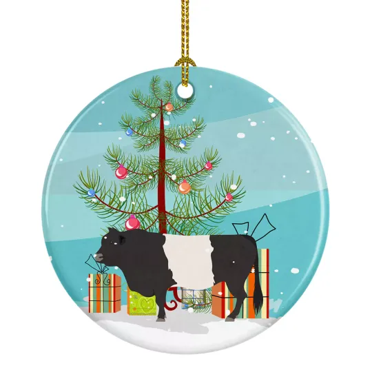 Belted Galloway Cow Christmas Ceramic Ornament BB9198CO1