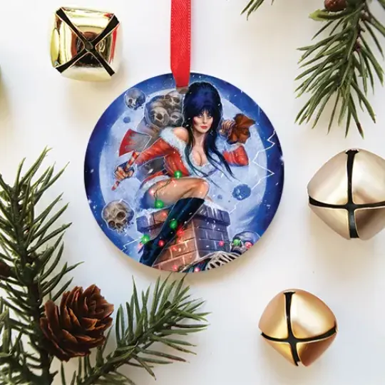 Discover Elvira Christmas Santa Horror Mistress of the Dark Ceramic Round Ornament