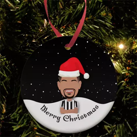 Discover Bruno Guimaraes Newcastle Utd Christmas Tree Ceramic Decoration Bauble Santa Hat