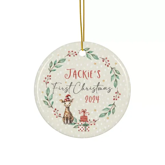 Discover Ceramic Ornament, Personalized Name & Year, Baby First Christmas w/ baby animals