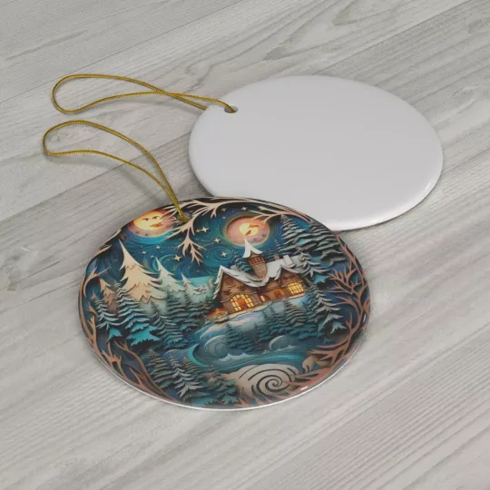 Winter wonderland Christmas Ceramic Ornament