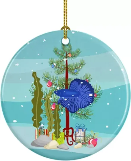 Caroline's Treasures Delta Tail Betta Fish Merry Christmas Ceramic Ornament Chri