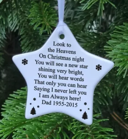 Discover Christmas Star Ornament Loved One In Heaven Memory Gift Ceramic Christmas Bauble