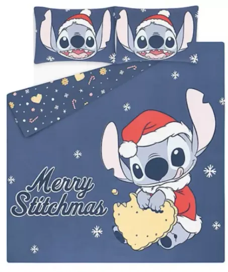 Discover Disney Stitch STITCHMAS reversible Christmas Duvet cover Set Home Decor George