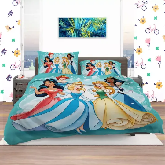 Discover Girls Disney Princess Quilt Duvet Cover Set King Home Textiles Queen Kids