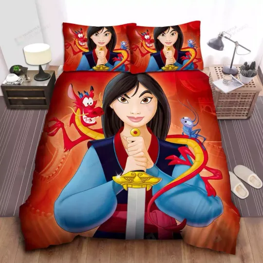 Disney Princess Mulan And Her Friends In Poster Quilt Duvet Cover Set Bed Linen