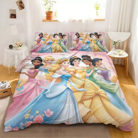 Discover Disney Princess Quilt Duvet Cover Set Bedding Kids Soft Bedroom Decor King