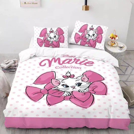 Discover Disney Marie Cat 3D The Aristocats Gift 15# Quilt Duvet Cover Set Bedroom Decor
