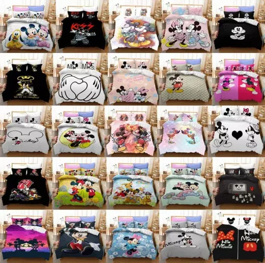 Mickey Quilt Duvet Cover Doona Set Pillowcase Single Double Queen King Size Bed