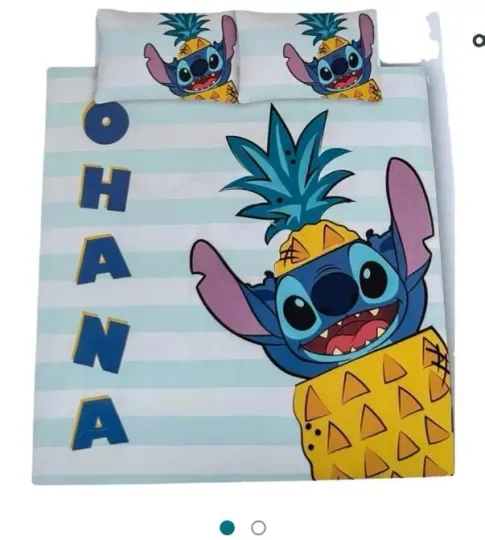 Discover Disney  Lilo and Stitch Ohana King Duvet Cover Set Pineapple Reversible George