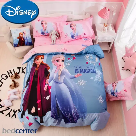 Discover Disney Frozen Anna Elsa Princess CottonTwill Twin Queen Duvet Cover Bedding Set