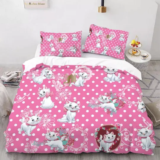 Discover Disney Marie Cat 3D The Aristocats Gift 02# Quilt Duvet Cover Set Queen Single