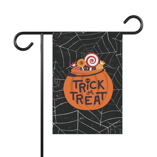 Garden Banner, Halloween Decor, Trick or Treat, Spider Web, Outdoor Party Flag, Home Decoration