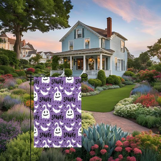 Discover Spooky Ghost Garden Flag - Outdoor Halloween Decor