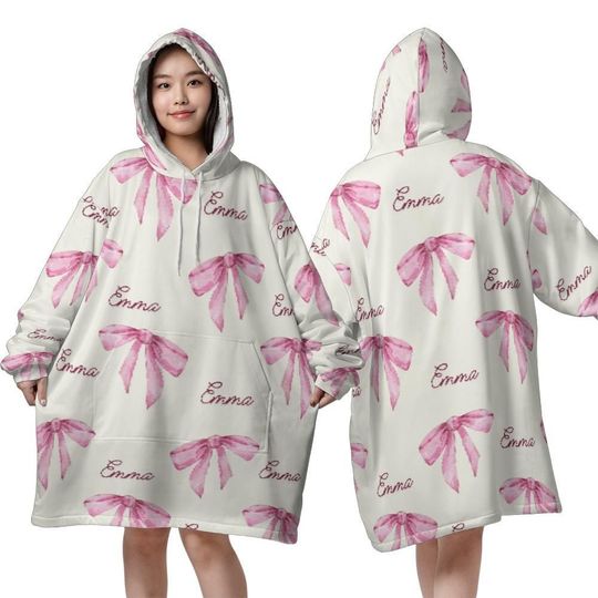 Discover Custom Blanket Hoodie Oversized Custom Name Wearable Blanket Extra Large Sherpa Blanket Hoodie Personalized