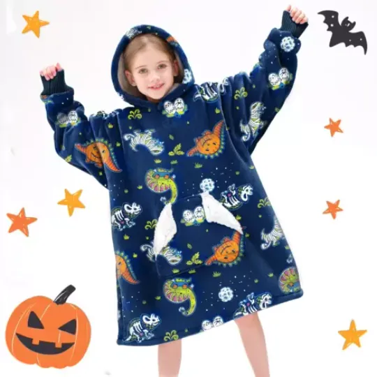 Discover Halloween Dinosaur Wearable Blanket Hoodie, Oversized Sherpa