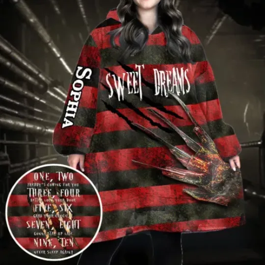 Freddy Krueger Sweet Dreams Hoodie Blanket, Halloween Hoodie Blanket For Girl