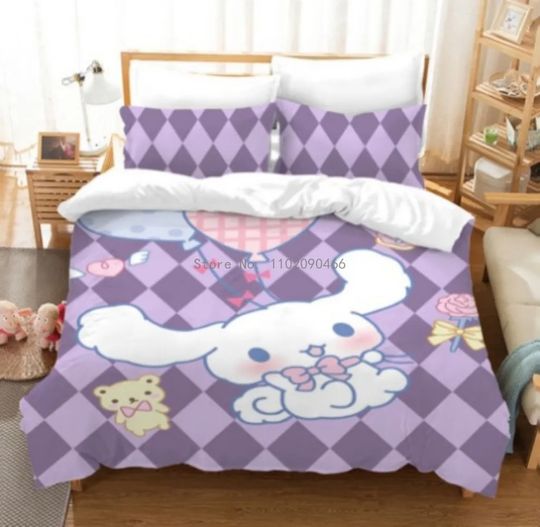 Cinnamoroll Sanrio Cartoon Bedding Set, Home Decor, Child Gift for Soft Comfortable Bedding Bedroom