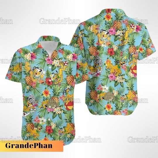 Halloween Pluto Button Shirt, Disney Pluto Shirt, Disneyland Shirt, Disneyworld Shirt, Magic Kingdom Shirt, Pluto Dog Summer Shirt