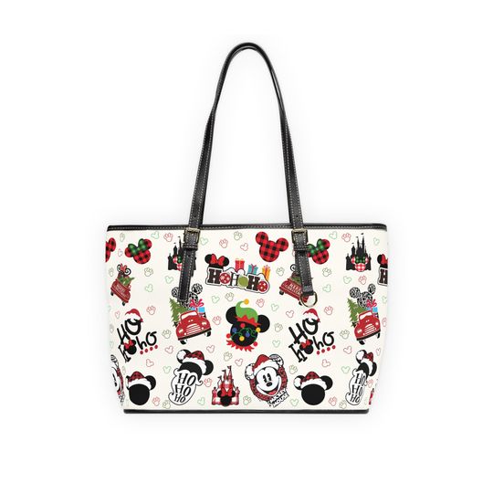 Vegan Leather Disney Inspired Christmas Bag - Disney Christmas Shoulder Bag - Vegan Leather Disney Bag - Disney Parks Bag - Disney Parks