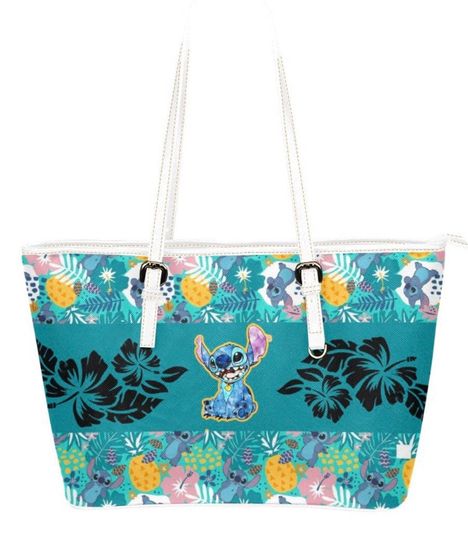 Disney Stitch Hawaiian large Leather Tote Bag