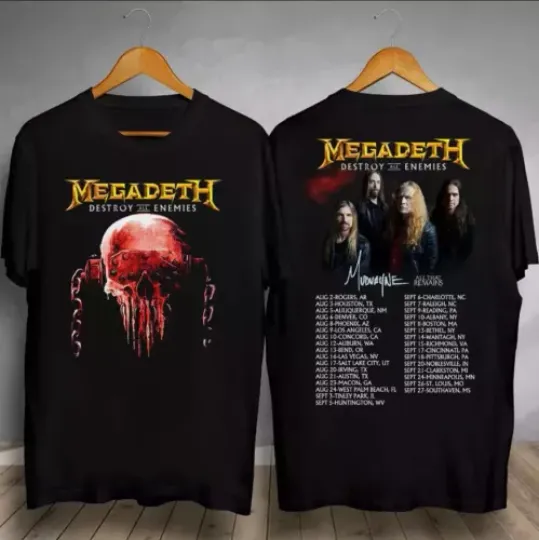~NEW~ Megadeth Announces Destroy All Enemies 2-Sided Tour Dates 2024 T-Shirt