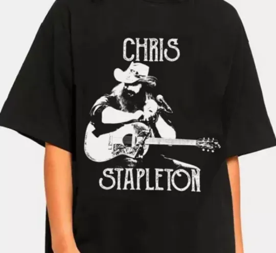 Chris Stapleton T-shirt Black Short Sleeve All Sizes