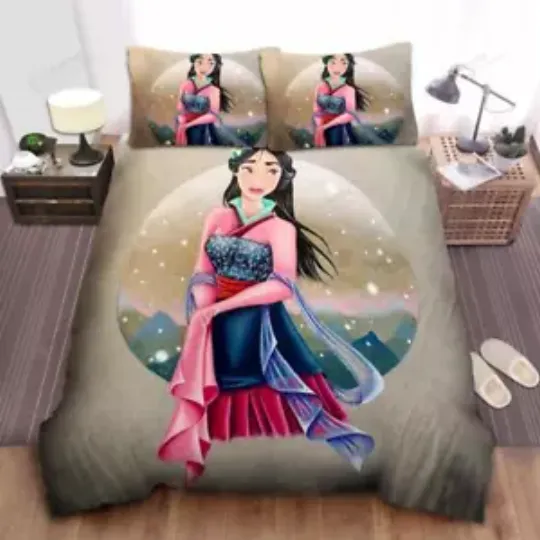 Disney Princess Mulan In Hanfu Portrait Quilt Duvet Cover Set Bedspread