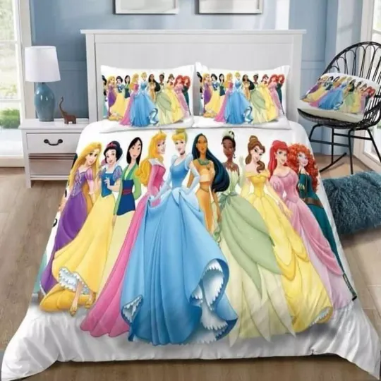 Discover Disney Princess 19 Quilt Duvet Cover Set Bedspread Soft Queen Super King