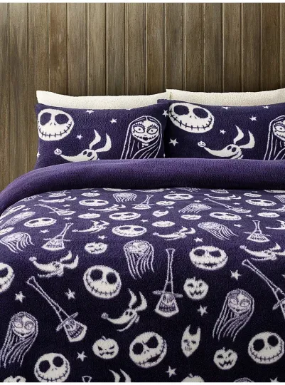 Discover Nightmare Before Christmas Duvet Cover Teddy Fleece Reversible Disney Purple