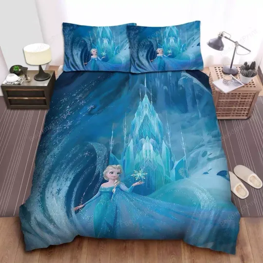 Discover Disney Frozen Elsa Performing Magic Outside Ice Castle Quilt Duvet Cover Set