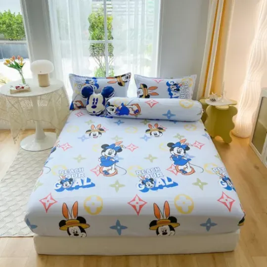 Discover Disney Characters Fitted Sheet Set Bedding Decor/Customizable Single/Double Size