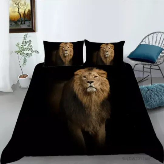 Discover Animals African Lions Duvet Quilt Cover Single Double Bedding Set Pillowcase
