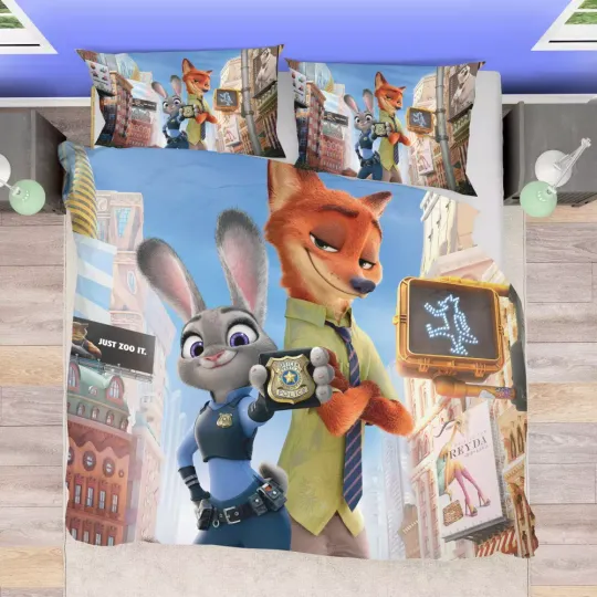 Discover Disney zootopia Quilt Duvet Cover Set Pillowcase Home Textiles Children Double