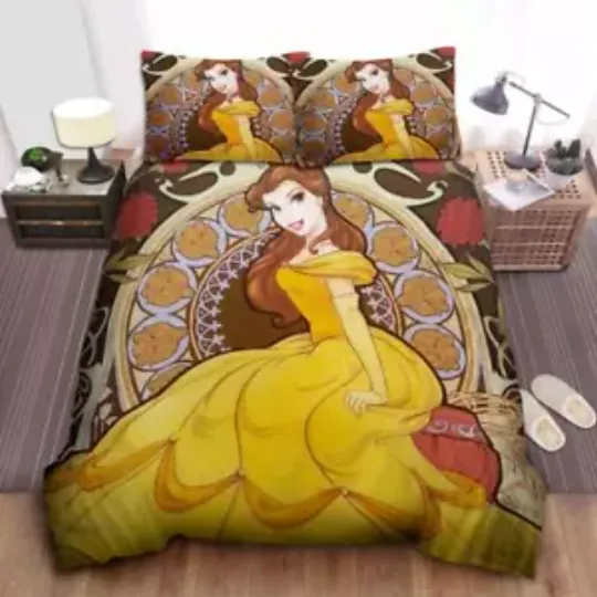 Discover Disney Princess Belle Drawing Quilt Duvet Cover Set Queen King Super King