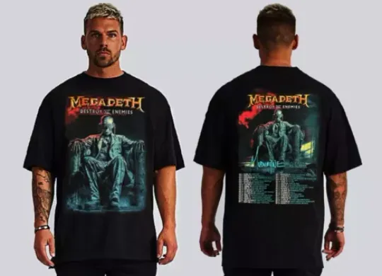 MEGADETH DESTROY ALL ENEMIES TOUR 2024 FRONT AND BACK PRINT BLACK T SHIRTS