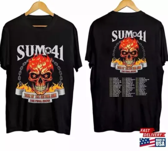 Discover Sum 41 2024 2025 Tour graphic 2 side black shirt unisex