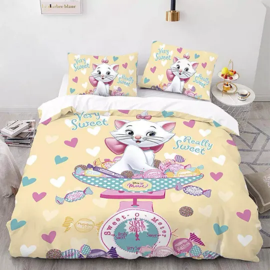 Discover Disney Marie Cat 3D The Aristocats 09# Quilt Duvet Cover Set Queen King