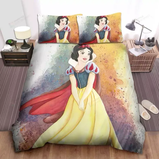 Discover Disney Princess Snow White Watercolor Splash Art Quilt Duvet Cover Set
