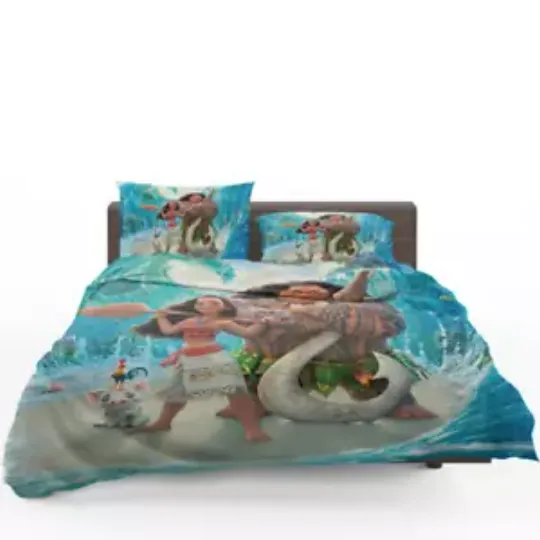 Disney Moana Movie Theme Quilt Duvet Cover Set Double Bedspread King Bedding