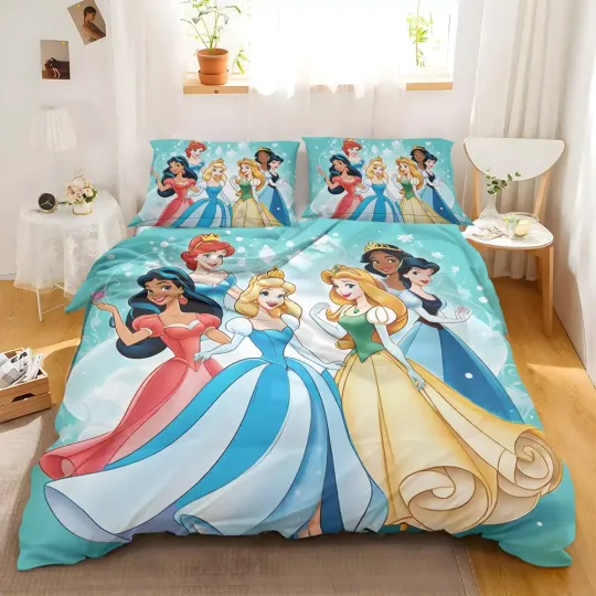 Discover Girls Disney Princess Quilt Duvet Cover Set Bedspread Soft Children Bed Linen