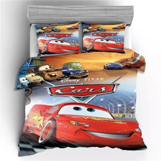 Discover Cartoon Disney Pixar Cars Quilt Duvet Cover Set Twin Kids Queen Soft Bed Linen