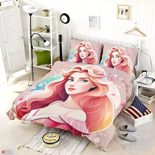 Discover Disney Castle Sleeping Beauty Princess Aurora Quilt Duvet Cover Set Bedspread