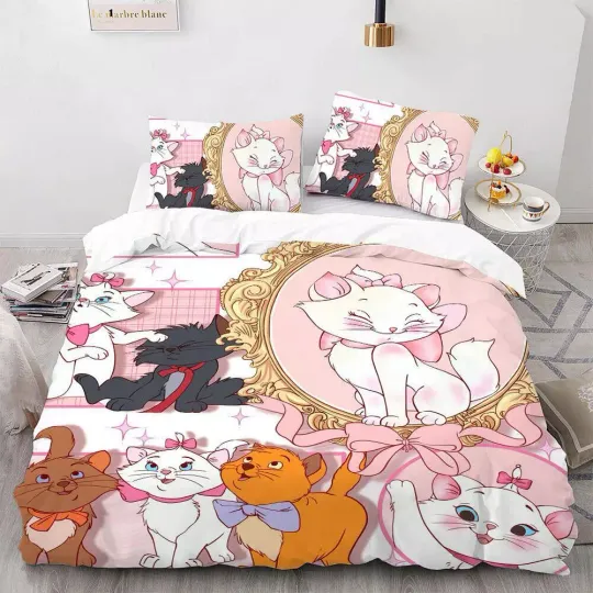 Discover Disney Marie Cat 3D The Aristocats Gift 09# Quilt Duvet Cover Set Kids Children