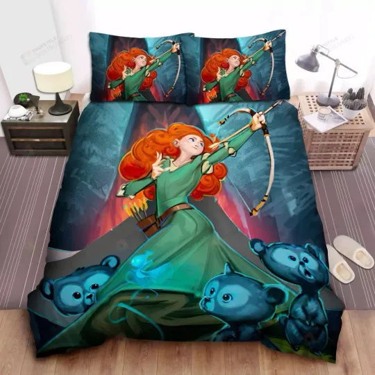 Discover Disney Princess Merida Little Bears Quilt Duvet Cover Set Doona Cover Super King