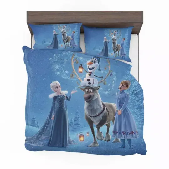 Discover Frozen Movie Disney Elsa and Anna Quilt Duvet Cover Set Bedroom Decor
