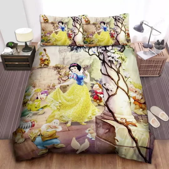 Discover Disney Princess Snow White The Seven Dwarfs Vintage Quilt Duvet Cover Set