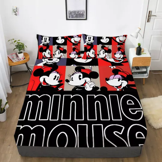 Mickey Mouse Cartoon Bedding Set Decor Fitted Sheet Set Single/Double/King Size